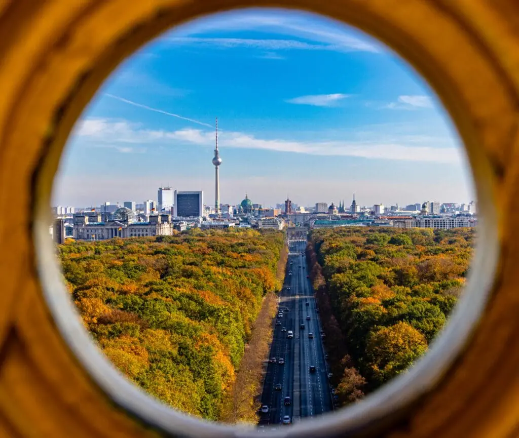 Aerial view of Berlin Parks in Autumn