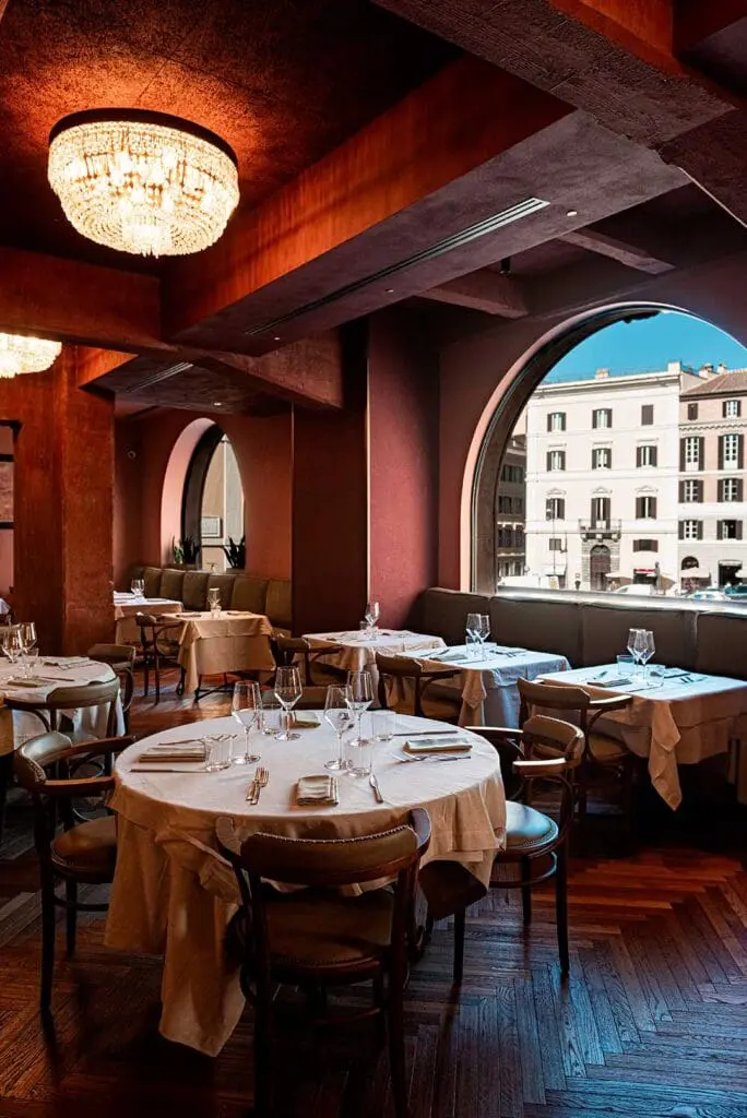 The terrace at B24 Ristorante in Rome, Italy.