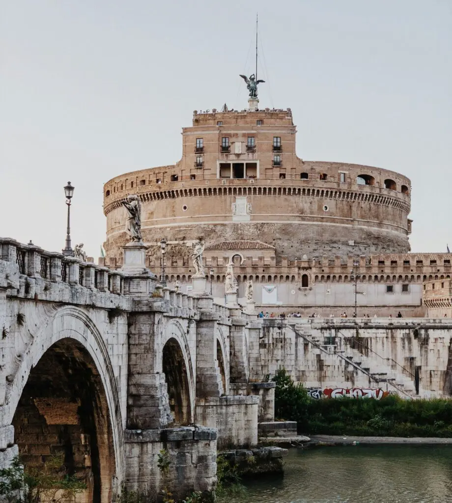 Castel Sant'Angelo and Ponte Sant'Angelo in the Borgo District in Rome