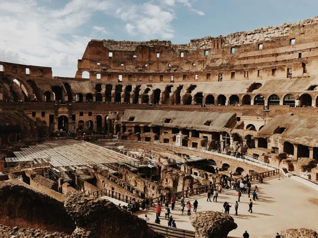 Interior shot of the Colosseum in Rome, Italy
