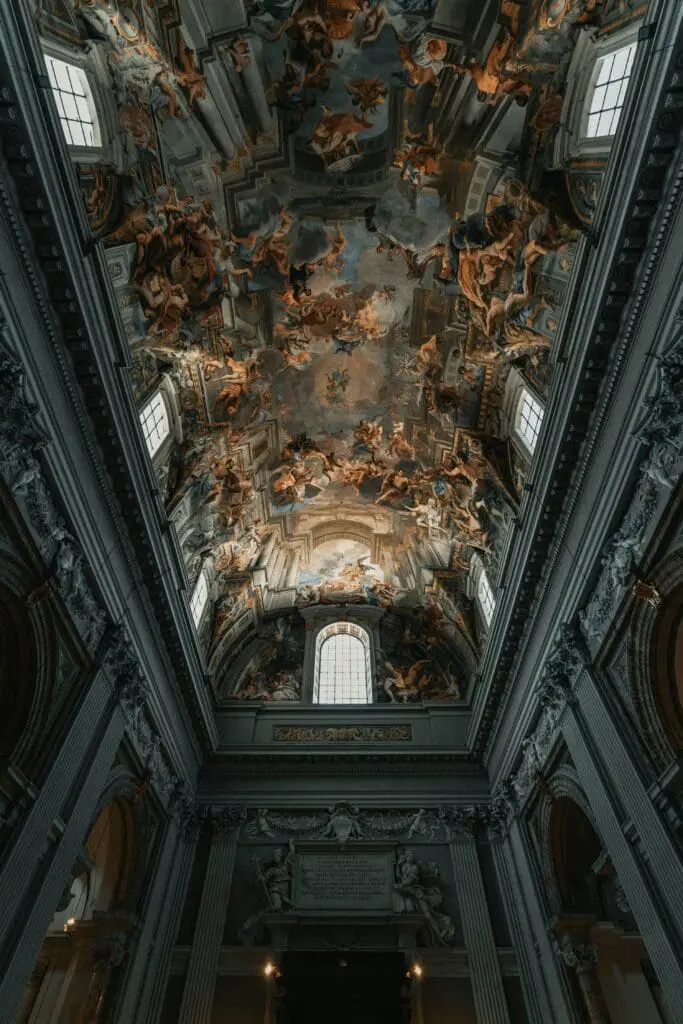 The roof of the church of St. Ignatius of Loyola in Rome, Italy
