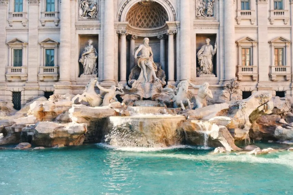 Trevi Fountain near art'otel Rome art hotel showcasing iconic Baroque architecture.