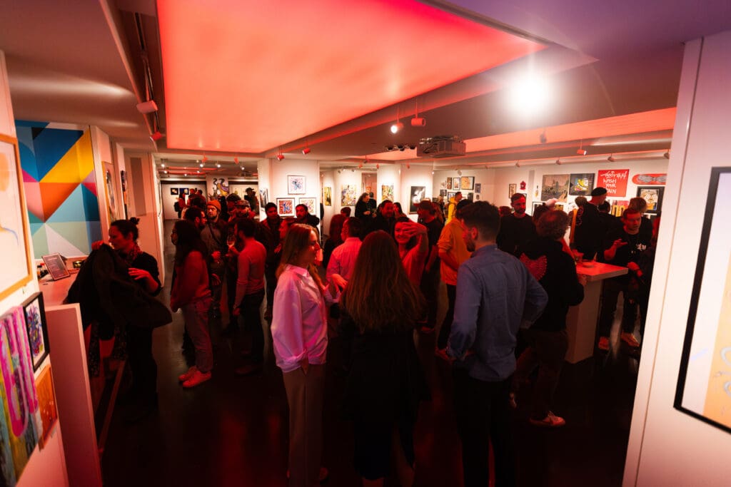 A large group of people at a gallery at art'otel Amsterdam